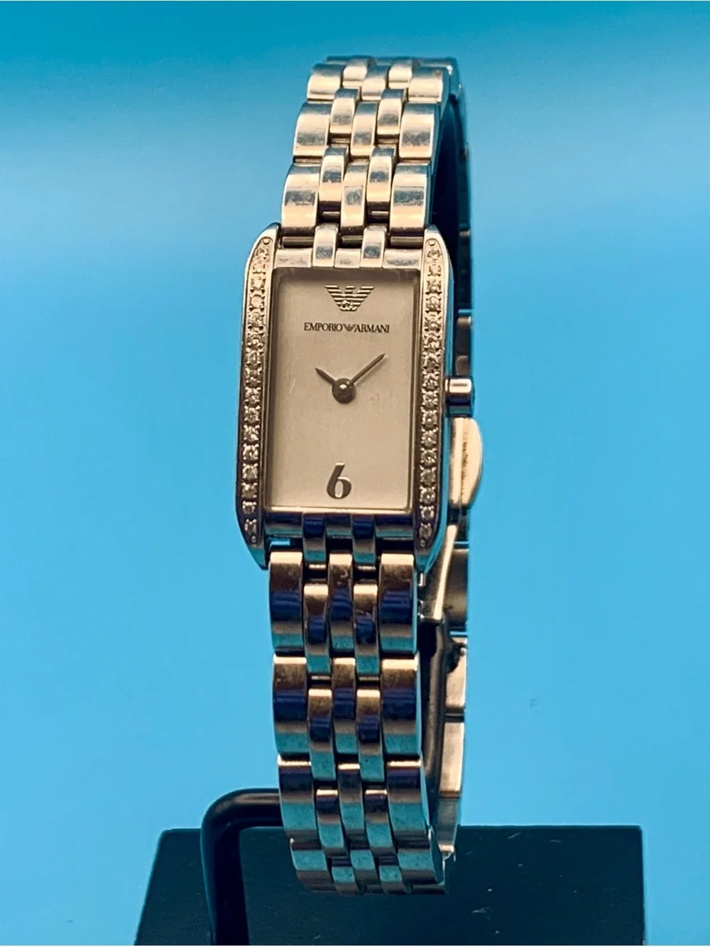 EMPORIO ARMANI AR-3127 Women’s Tank Quartz Bracelet Wristwatch Works New Battery